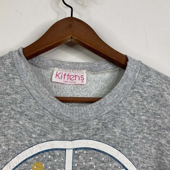 Vintage Nightgown Womens Medium Large Gray Fleece Kitten Cat Cozy Sweatshirt - Picture 3 of 12